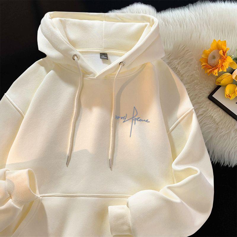 Men's Gray Hooded Sweatshirt: Thick, Velvet-Lined, Trendy American Style for Autumn/Winter