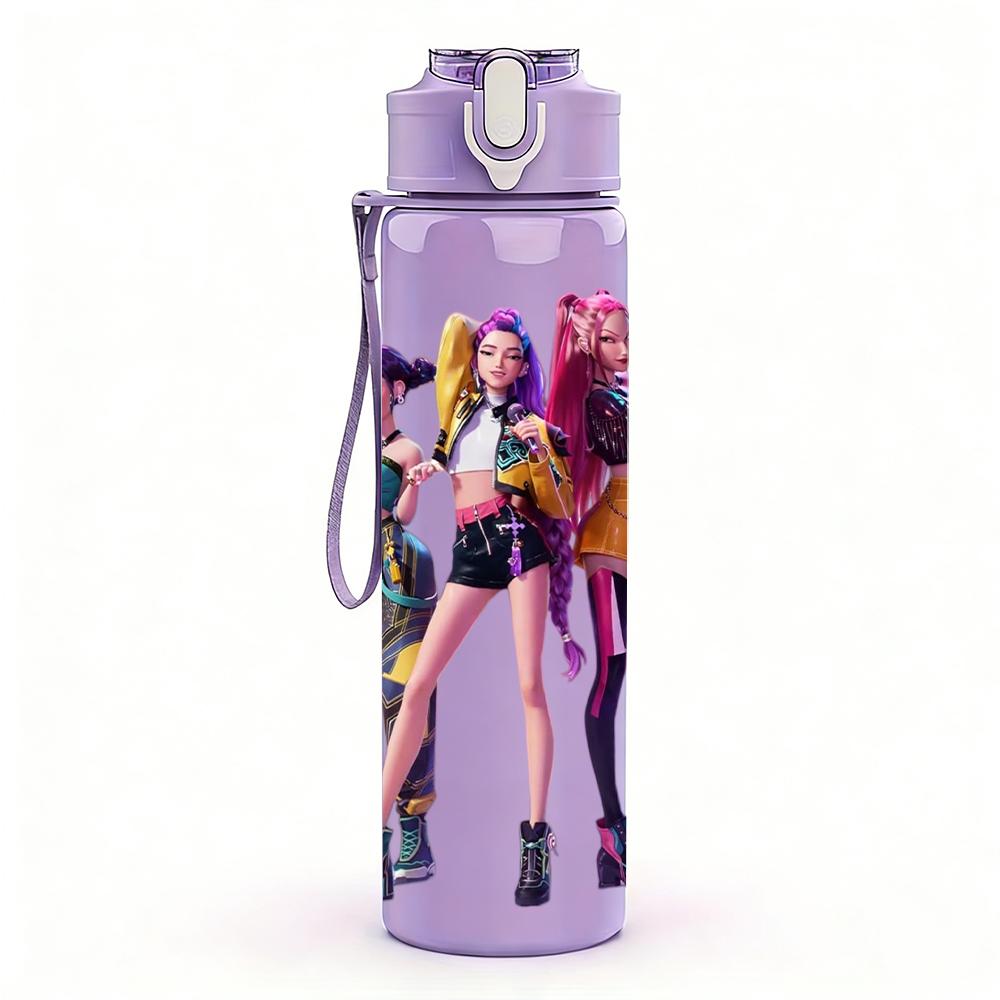 1PC Color Kpop Girl Group Stage 750ml Color Plastic Sports Water Bottle Leakproof Flip Straw Lid Suitable for Sports Office Home Use