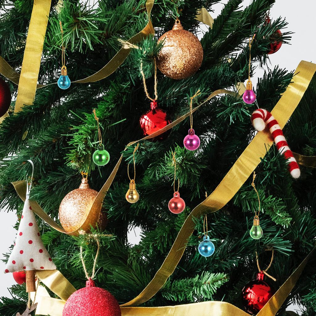 100pcs Mini Christmas Ball Ornaments Colorful Plastic Hanging Decorations Bulb Pendants For Holiday Party Xmas Tree Decoration