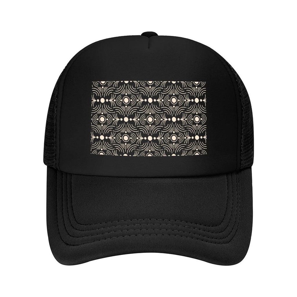 Boho Mud Cloth Geometric Abstract Minimalist Geometric Lines Dots Black White Baseball Cap