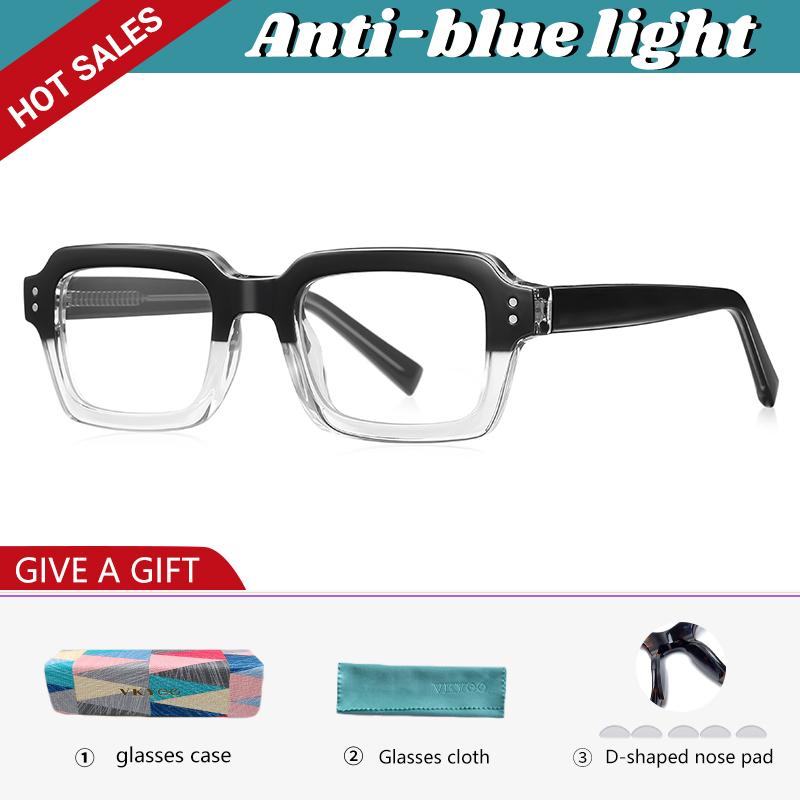 GENEVIEVE Simple Geometric Square Box Photochromic Anti-blue Light Glasses Polarized Sunglasses Can Be Customized Prescription