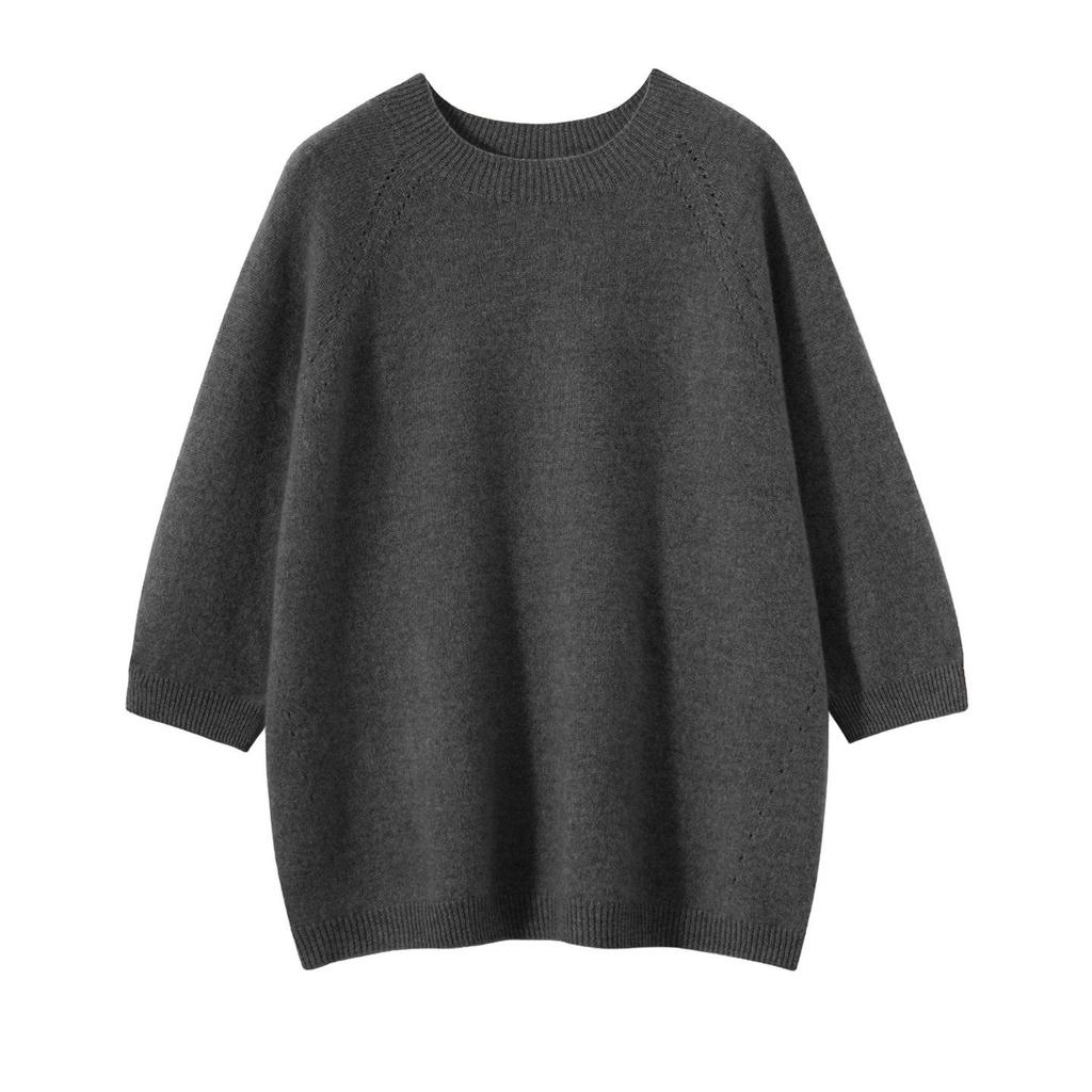 Cashmere Knit Five-Sleeve Women's Round Neck Short Sleeve Vest