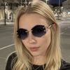 Small Frame Polygon Rimless Sunglasses Women  Luxury Brand Vintage Steampunk Hexagon Sun Glasses For Ladies Outdoor Shades