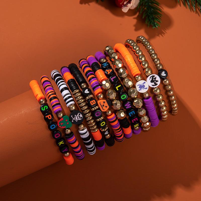 Hot Sale Acrylic Bracelet Set Halloween Bracelet Cartoon Ghost Pumpkin Jewelry Horror Dress Up Ornament