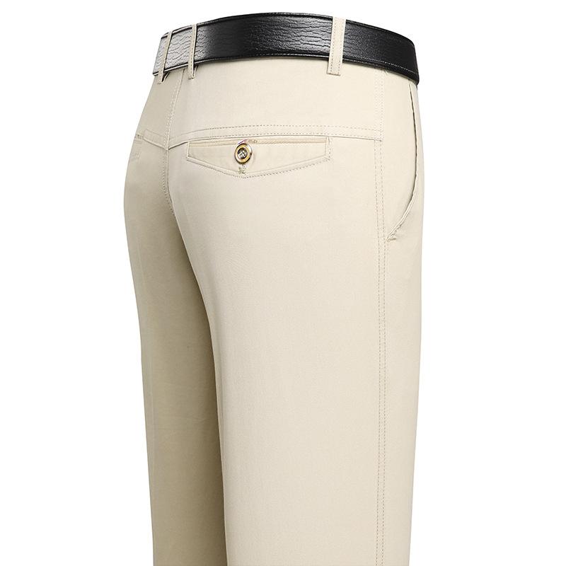 

Мужские повседневные брюки свободного кроя высокого качества для мужчин среднего возраста, деловые длинные брюки, мужские брюки из 100% хлопка с высокой посадкой 38 покинуть белый