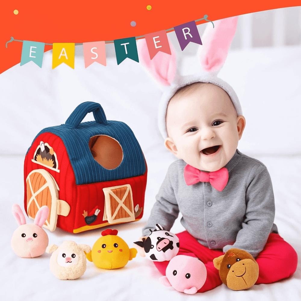 Sound Montessori Toy Barn with Stuffed Farm Animals Baby Sensory Toys  Infants Toddlers