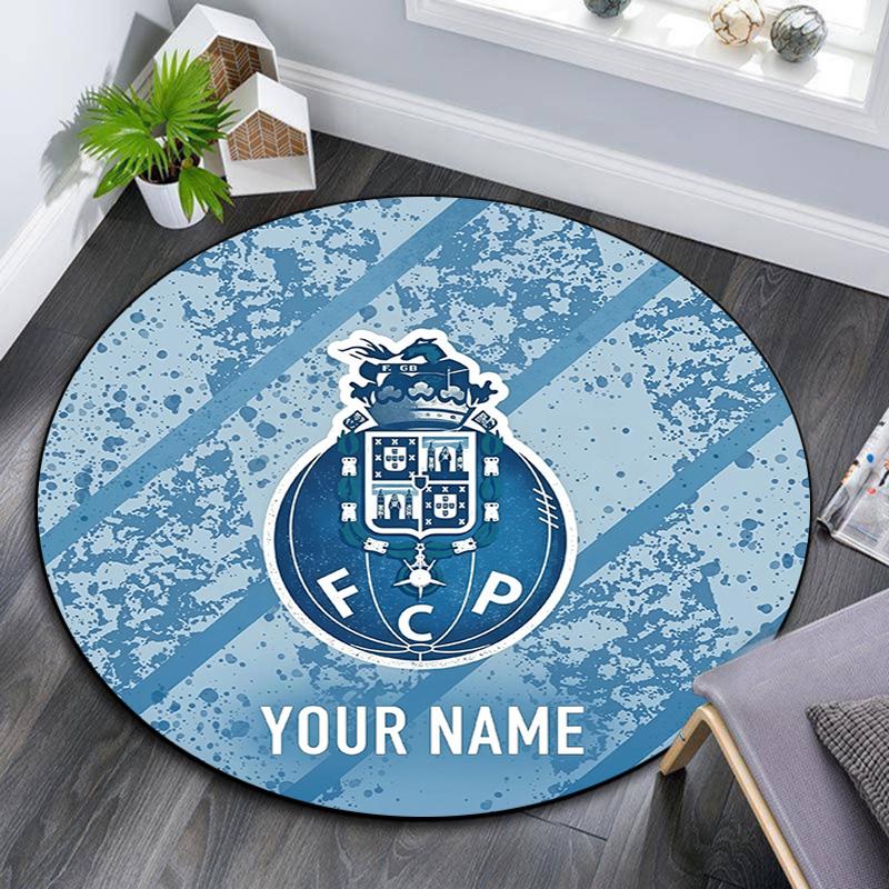 Custom Name Futebol Clube Do Porto Round Area Rug,Carpet Rug for Living Room Bedroom Sofa Playroom Decor,Non-slip Floor Mat