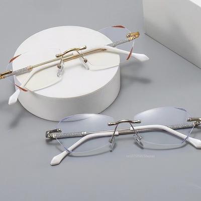 Damen Randlose Alterssichtigkeit Brille Hochauflösende Blaulichtblockierende Lesebrille Optische Brille Dioptrie +1.0 Bis +4.0