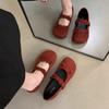 French small red shoes shallow single shoes female spring and autumn new gentle fairy wind ballet evening flat Mary Jane shoes