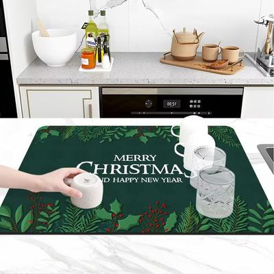 New Christmas Absorbent Anti-slip Drain Mat Easy Cleaning Mat