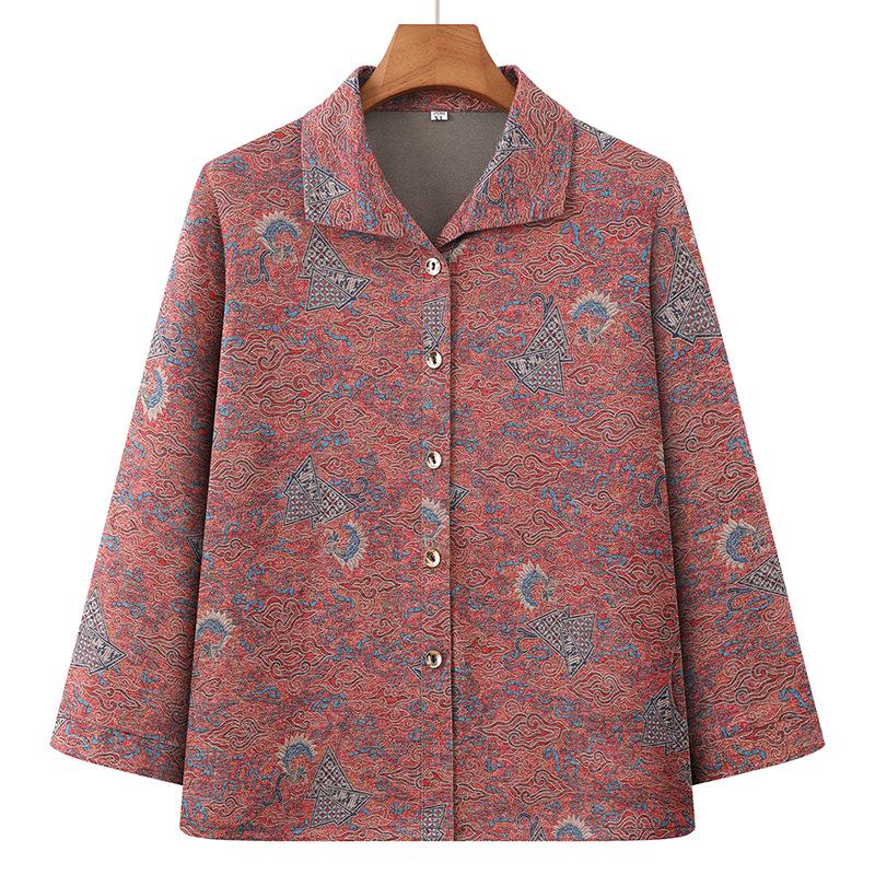 

Spring/Autumn Tops for Middle-Aged & Elderly Women: Stylish Shirts & Jackets for Moms & Grandmas 3XL (recommended for 120-135 kg) красный