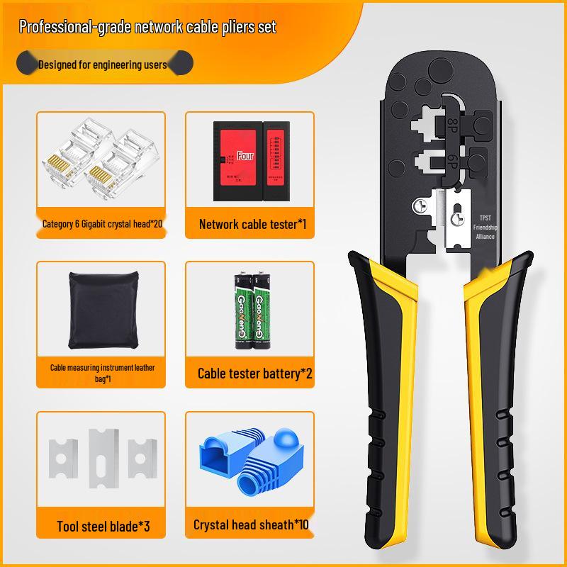 Professional Grade Network Cable Crimping Pliers Set for Cat5, Cat6, Cat7 Connectors