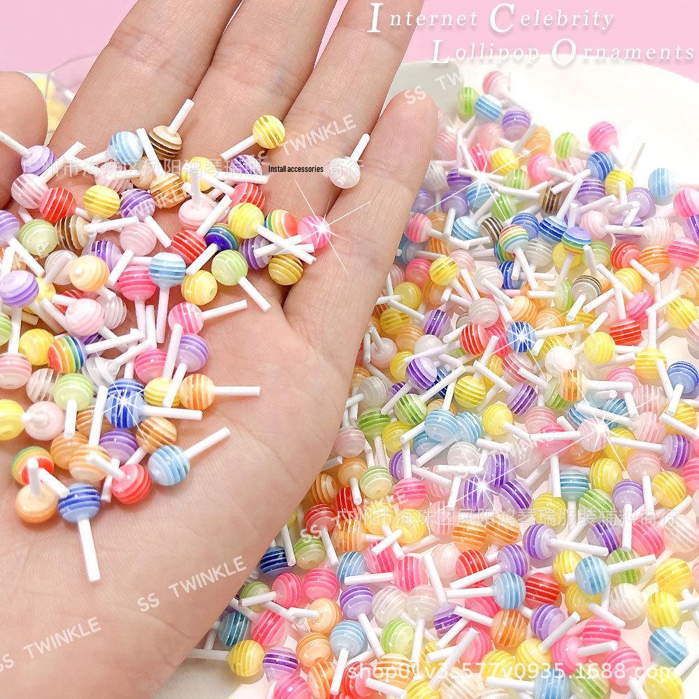 3D Rainbow Candy Nail Art Decorations - Cute & Colorful Mini Lollipop Accessories