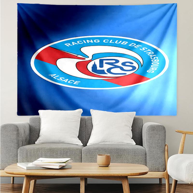 Racing Club Strasbourg Crest Tapestry, Unique Design Tapestry, Suitable for Bedroom,Livingroom, Playroom,Heartwarming Fan Holiday Gifts