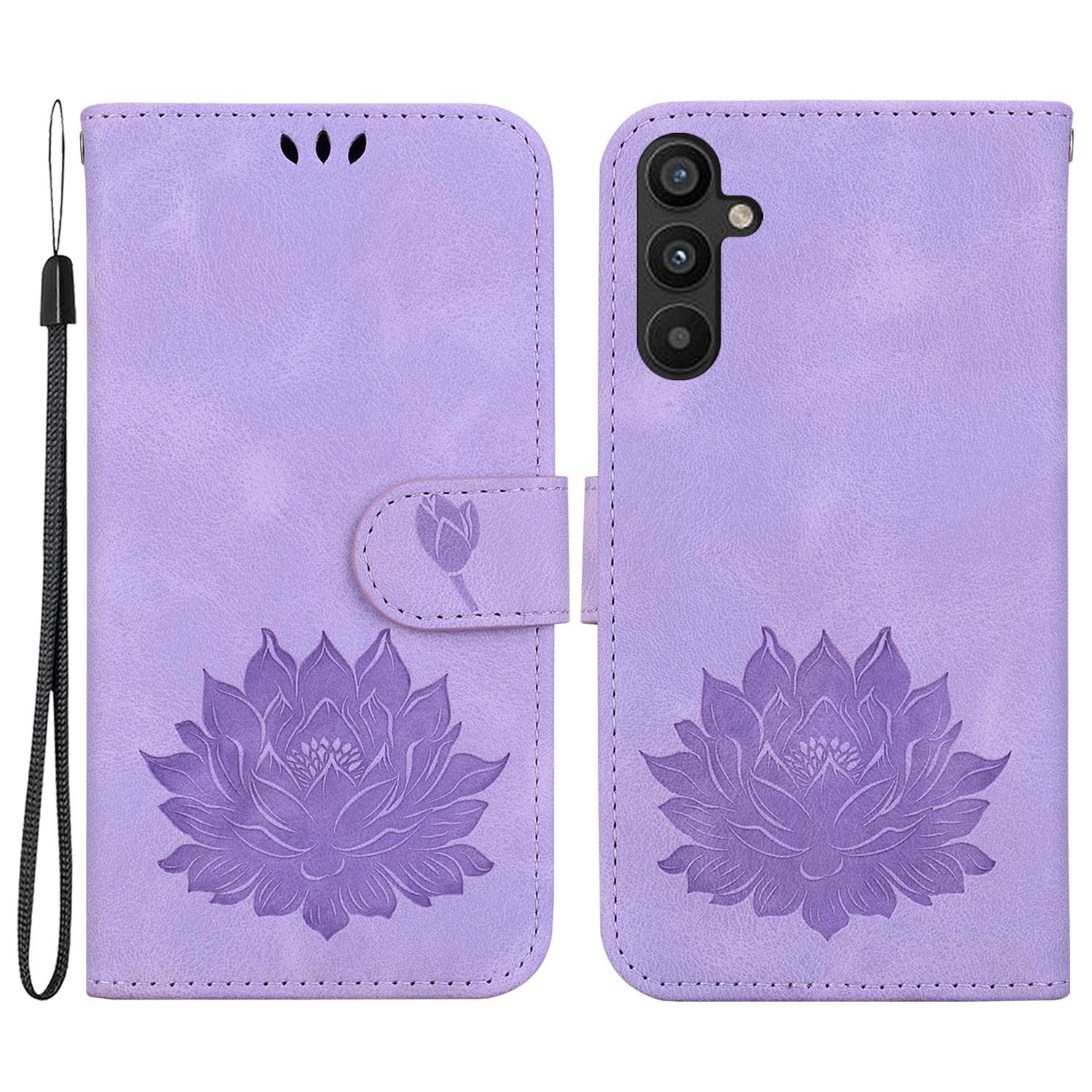 

For Samsung Galaxy A14 4G/5G Case Lotus Pattern Wallet Style Leather Phone Cover Purple