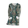 Women's Fashionable Printed Round Neck Long Sleeved Plush Warm Pullover Top