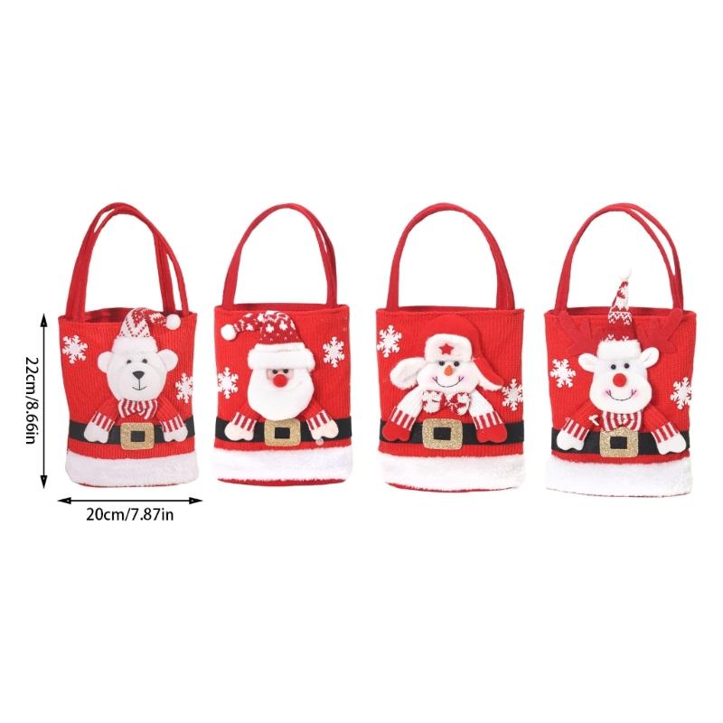 Festliche Filz-Geschenktasche mit Weihnachtsmann- und Schneemann-Motiven Süßigkeitentüten Geschenk für Weihnachtsverpackung