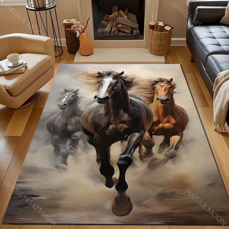 17 Styles Running Horse Print Carpet for Living Room Bedroom Sofa Doormat Home Decor  Area Rug Non-slip Floor Mat for Gifts