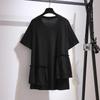 Summer Women's Plus Size T-shirt Mid-length Ruffle Splicing Short-sleeved Tops