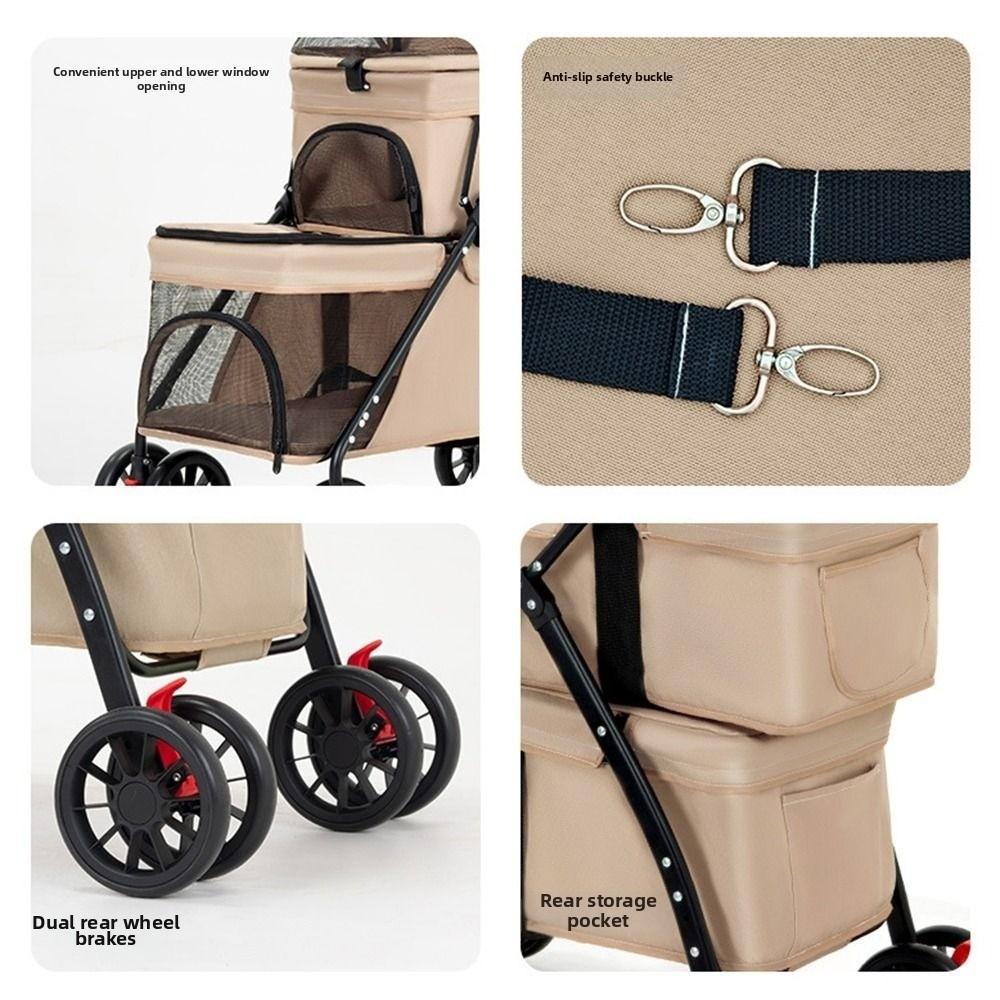 Foldable Double Pet Stroller with 2 Carriages Dog Stroller New Cat Strollers for Dogs and Cats