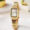 Montre Carrée Quartz Dorée de Luxe pour Femme avec Bracelet en Acier - Élégante, Mode Haut de Gamme pour Étudiants