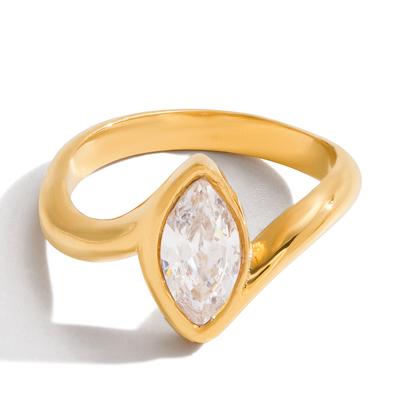 Youthway Classic Horse Eye Shape Zircon Rings For Women  Gold Plated Stainless Steel Rings Fashion Jewelry Christmas Gift