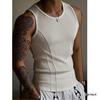 Men's Summer Coarse Rib Spliced Tank Top: Tight-Fit, Elastic, Breathable, Sweat-Absorbent Sportswear