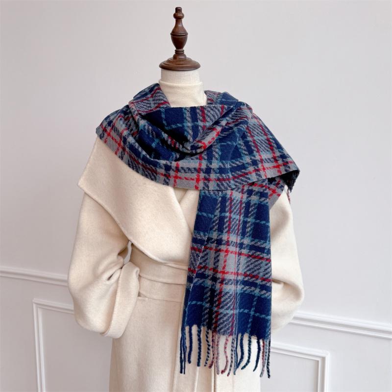 Luxury Winter Plaid Scarf for Women Men British Style Cashmere Scarves With Tassel  Designer Female Winter Warm Neck Scarf Shawl