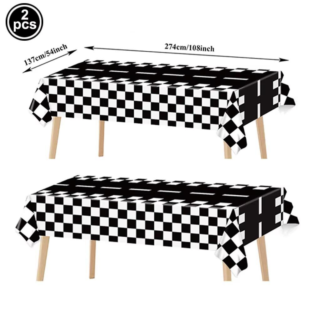 Checkered Race Car Party Tablecloths Black White Checkered Flag Tablecloth Racetrack Tablecover Racing Birthday Party Supplies