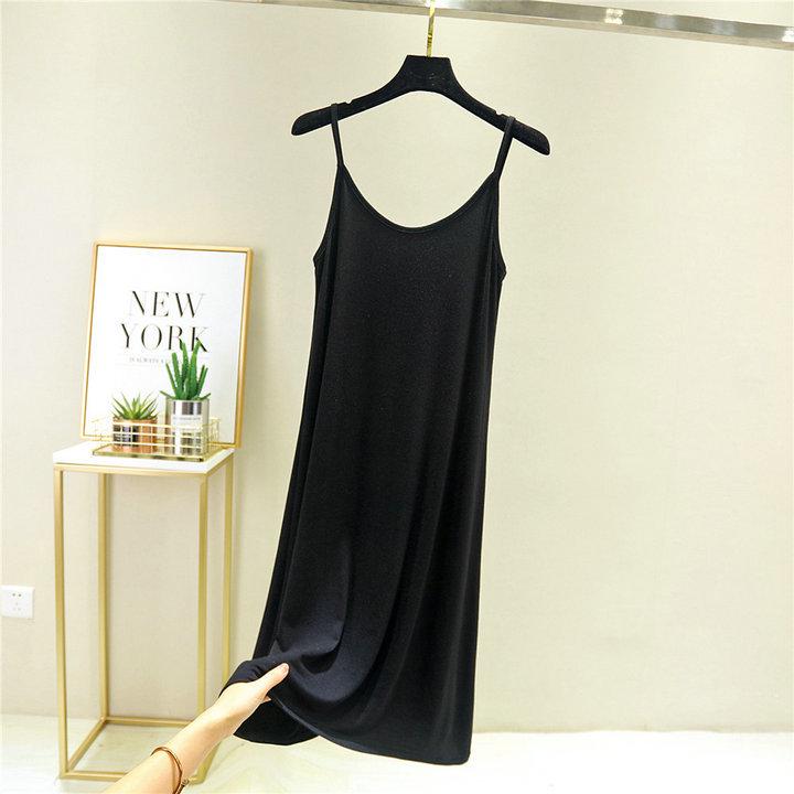 Women's Sleeveless Modal Cotton Slimming Midi Dress - Plus Size, Summer Round Neck Layer Slip