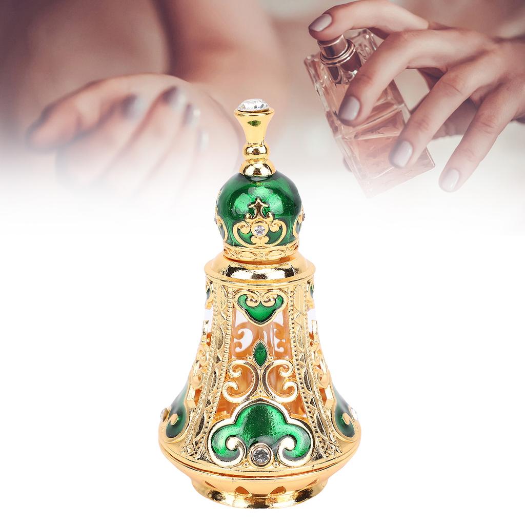 Vintage Enamel Perfume Bottle Middle Eastern Exquisite Elegant Metal Refillable Perfume Bottle
