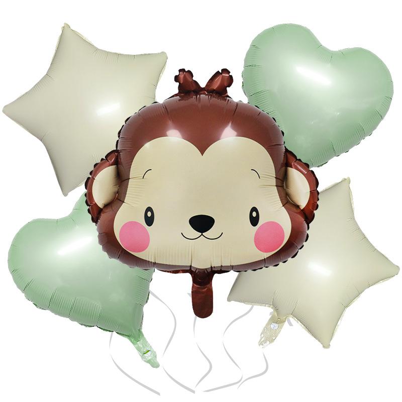 Cream Cute Wind Animal 5-Piece Set Cow Deer Red Letter Aluminum Film Balloon Set Children'S Birthday Party Decoration