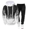 Men's Splatter Print Casual Hoodie & Sweatshirt Set for Autumn/Winter