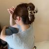 1pc Fashion Elegant Bow Shaped Metallic Hair Claw Pearl Accent Designs Perfect for Sweet Daily Looks Romantic Styles Accessories