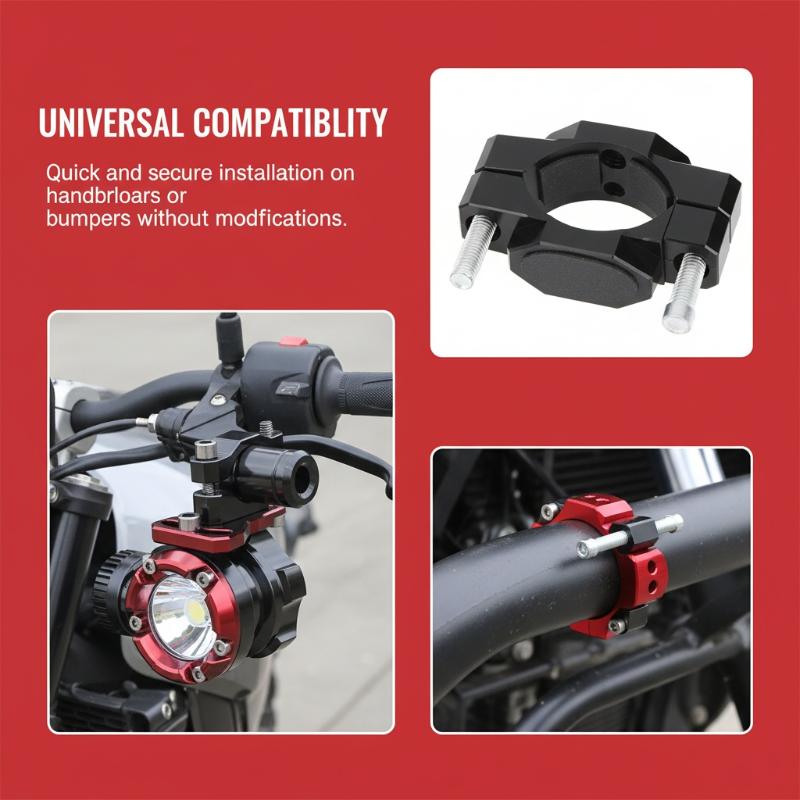 Motorcycle Headlight Clamp 22-32MM Handlebar Holder Fixed Bumper Secure Installation for Cycling Night Riding Accessory