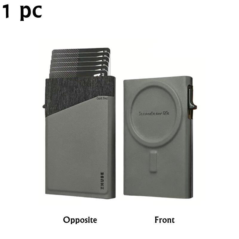 

Новый мужской минималистский высококачественный кошелек, магнитный автоматический боковой выдвижной держатель для карт из алюминиевого сплава с защитой от кражи Grey серый