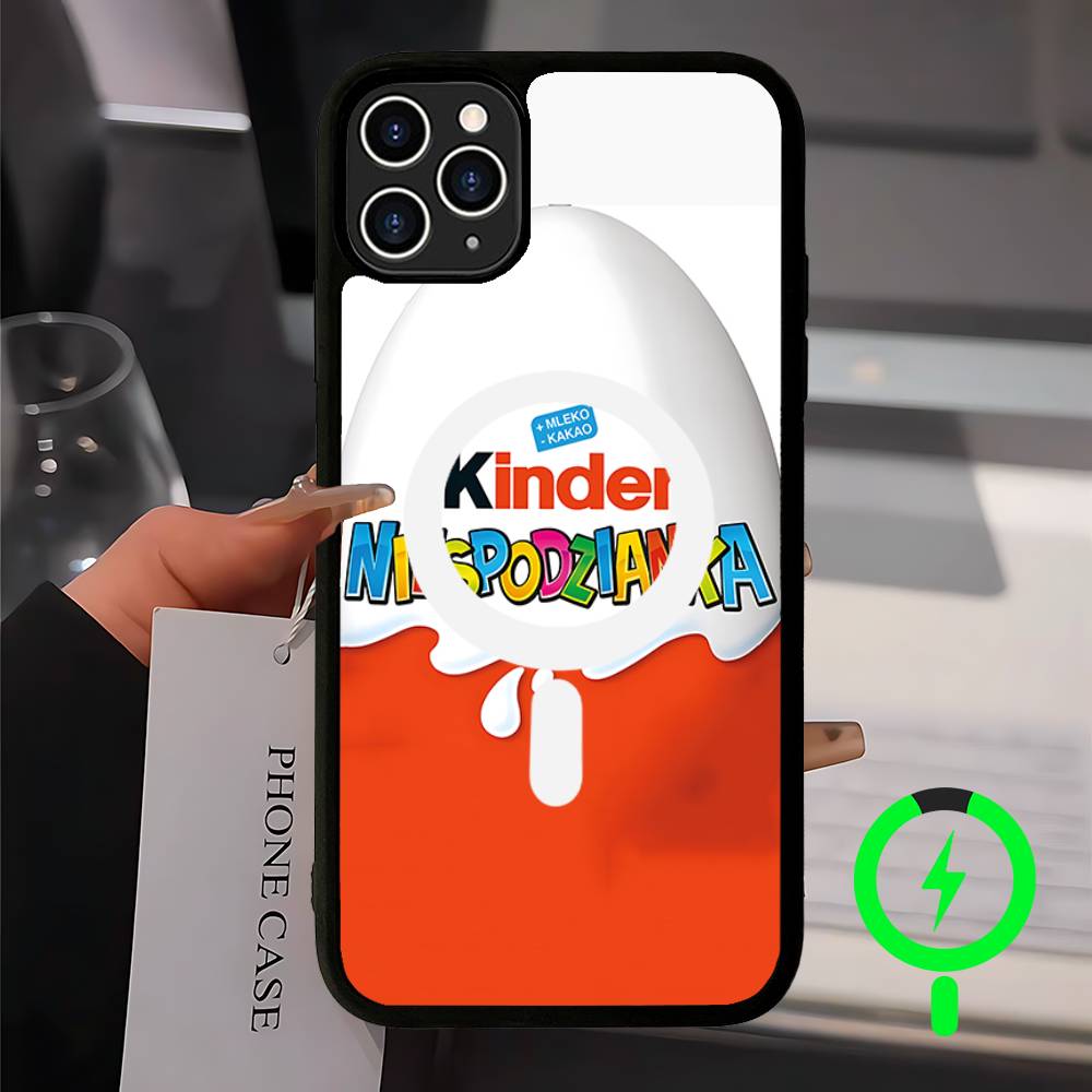 Cute Kinder Surprise Eggs Logo For Magsafe Magnetic Phone Case Wireless PC+TPU For IPhone 11 12 13 14 15 16 17 Pro Max Plus