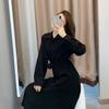 New Autumn and Winter French Waist Temperament Long Dress Hepburn Style Black Long-sleeved Shirt Dress Children