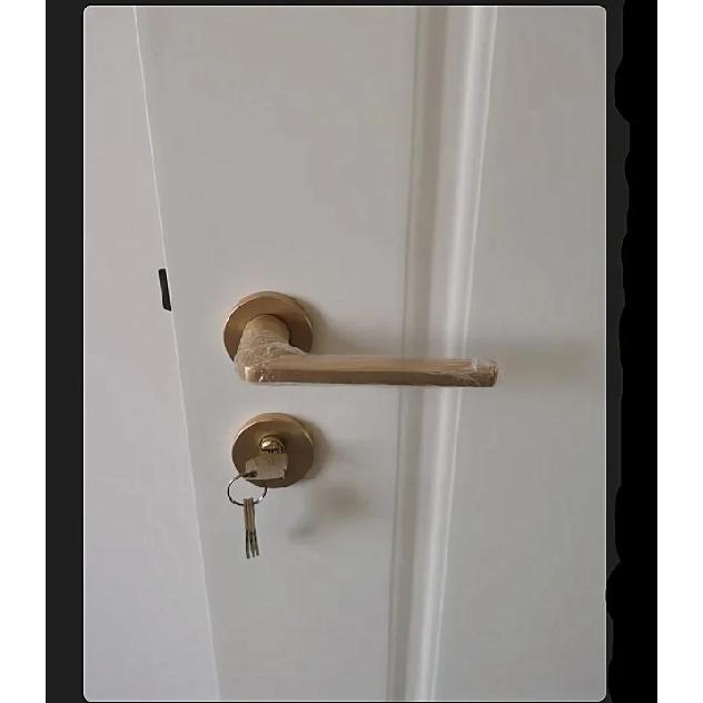 Gold Zinc Alloy Bedroom Door Lock Interior Wooden Door Handle Lock Body Set Mute Security Door Lock Home Hardware with Key