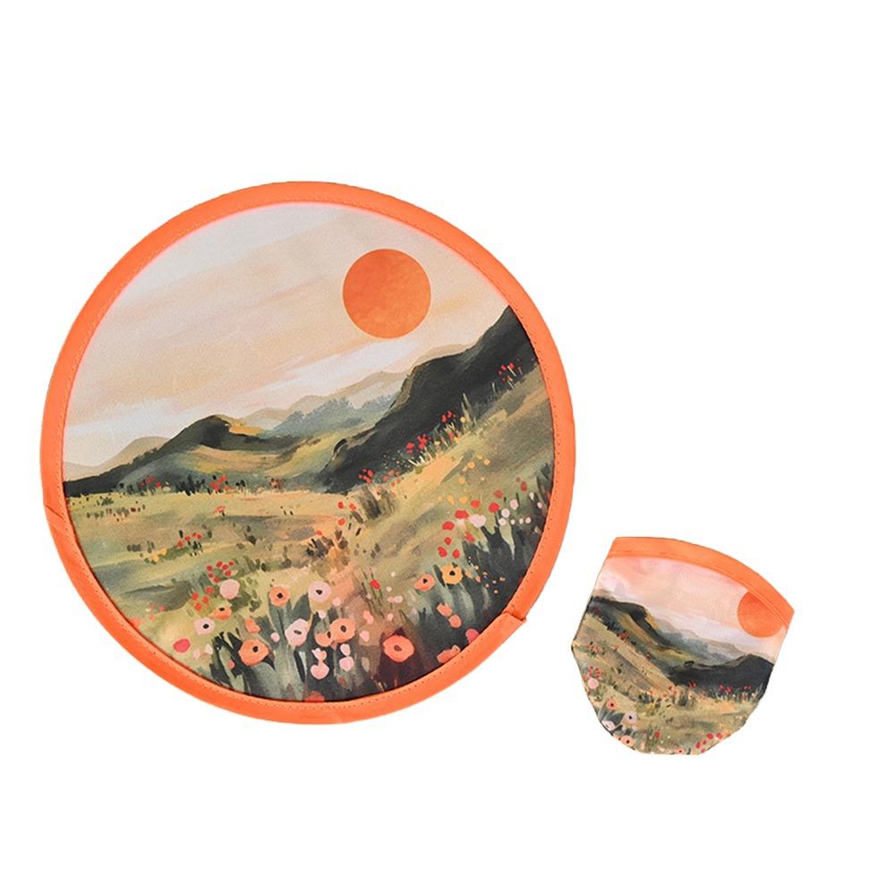 Oil Painting Folding Fan Round Shape Cooling Fans New Pocket Fans Office 6