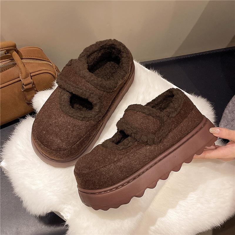 Women's Large Size Winter Warm Snow Boots Padded Lined Ankle Boots Fur Integrated Non-Slip Hiking Sports Bean Cotton Shoes