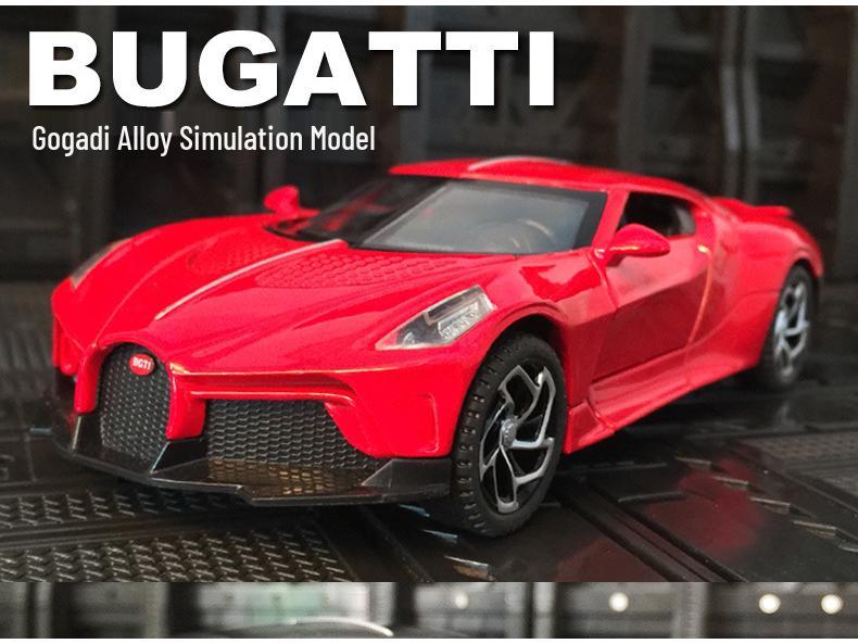 Haodi A3201 Black Night Bugatti Model with Sound & Light, Pull-Back Action, and 4 Opening Doors
