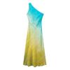 Fashion Style 2024 Summer New Arrival Women's Clothing Design Asymmetric Tie-Dye Satin Long Dress 8247490