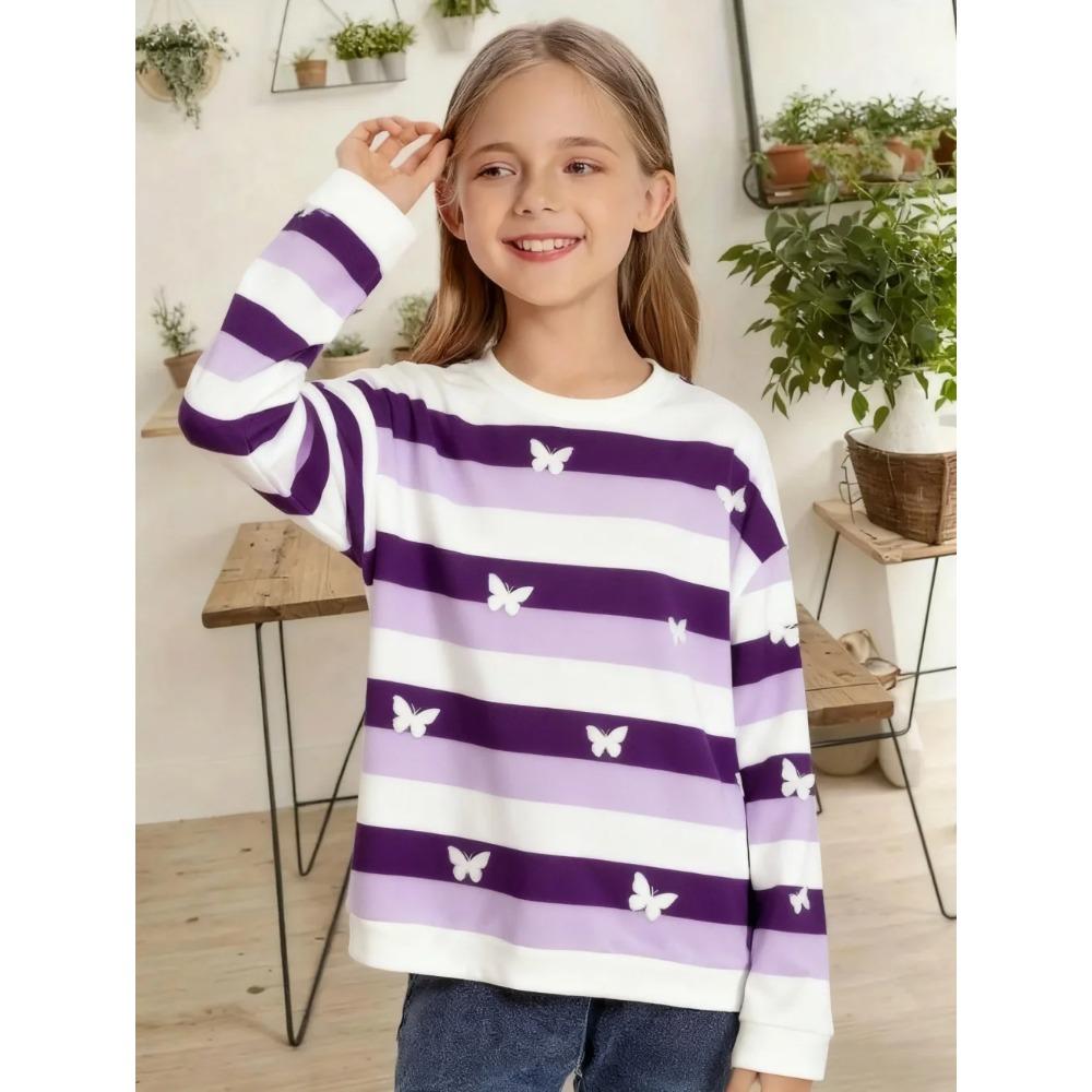 Spring and Autumn Round Neck 3D Printed Top Fashionable Casual Simple Comfortable Long Sleeved Children's Girl T-shirts