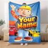 1pc Bob the Build Blanket with Custom Name, Gift, for Men and Women, Soft Blanket, Good for Sofa Bed Couch Travel, Lightweight Flannel Blanket