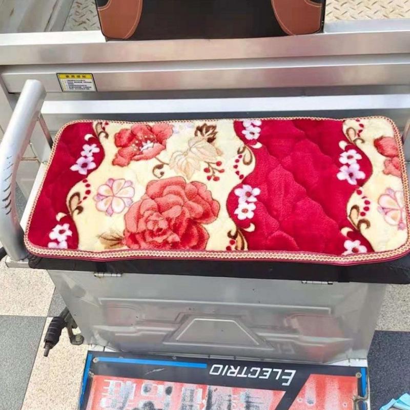 Thickened Wool Seat Cushion Cover for Electric Tricycles - Autumn/Winter