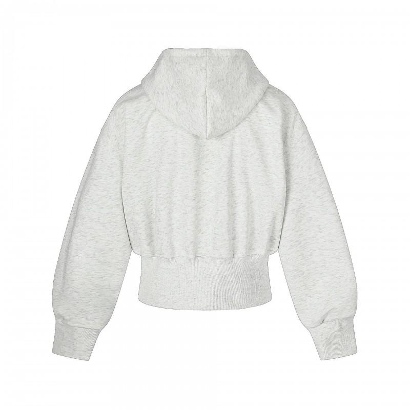 Womens Cropped Zip-Up Hoodie Washed Distressed Rivet Detail Streetwear Sweatshirt