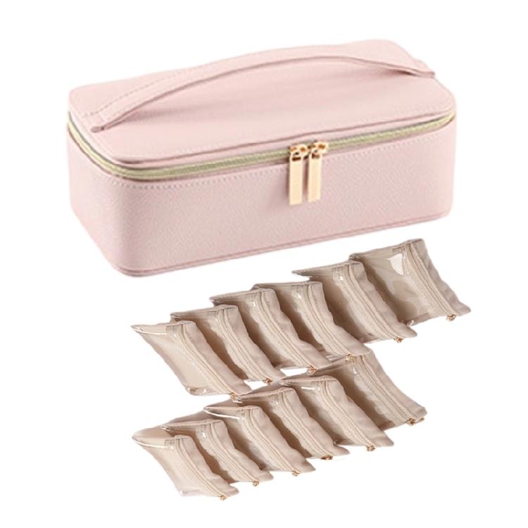 Versatile Jewelry Organizers Case Premium PU Jewelry Organizers with 12 Protective Sections Travels Jewelry Holder розовый