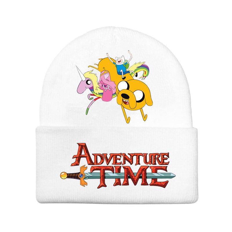 Adventure Time Cartoon Print Acrylic Knit Hat Winter Warm Unisex Beanie For Adults Teens