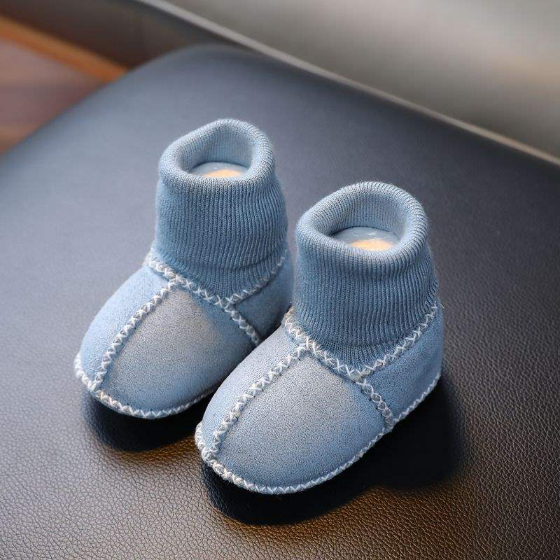 Fur Integrated Baby Shoes and Socks Warm Thick Autumn and Winter Baby Soft Soles Do Not Fall Off Toddler Shoes Newborn 0-6-12